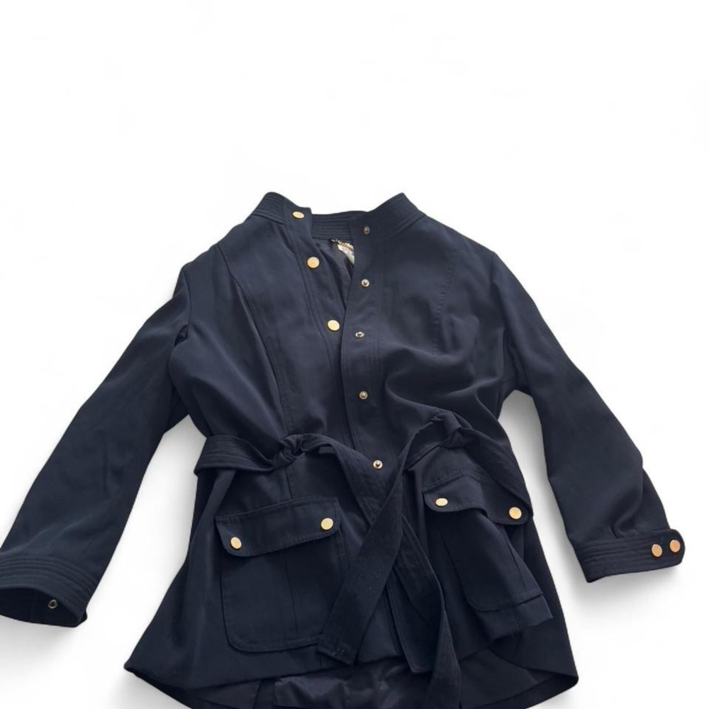 Cache Navy Jacket with Gold Chain Detail